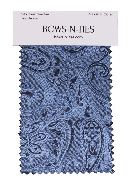 Paisley Fabric Swatch - Steel Blue