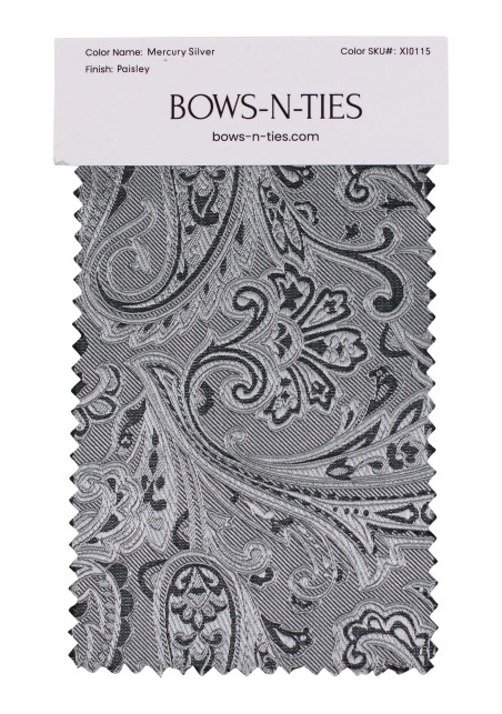 Paisley Fabric Swatch - Mercury Silver