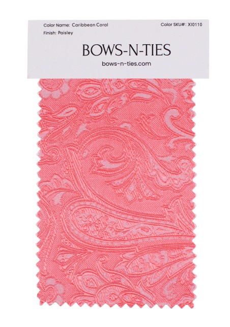 Paisley Fabric Swatch - Caribbean Coral