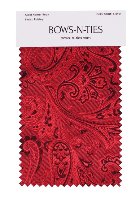 Paisley Fabric Swatch - Ruby