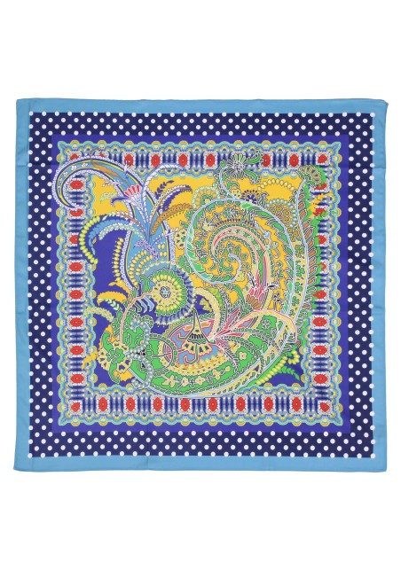 Paisley Scarf in Navy, Yellow, and Green