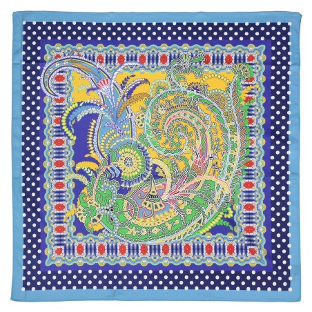 Paisley Scarf in Navy, Yellow, and Green