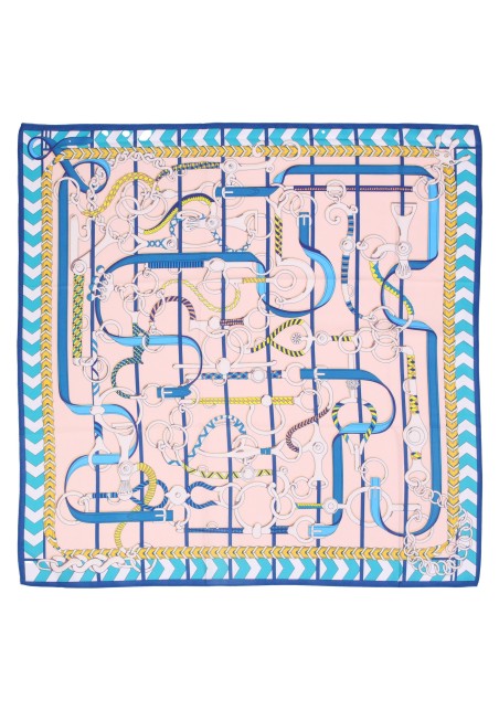 Designer Scarf in Turquoise, Pink, and Gold