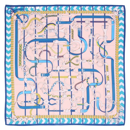 Designer Scarf in Turquoise, Pink, and Gold