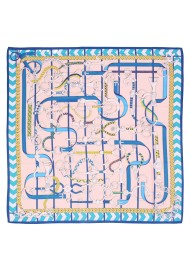 Designer Scarf in Turquoise, Pink, and Gold
