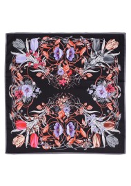 Black, Pink, Purple Vintage Floral Scarf