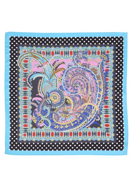 Aqua Blue and Pink Paisley Neck Scarf