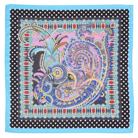 Aqua Blue and Pink Paisley Neck Scarf