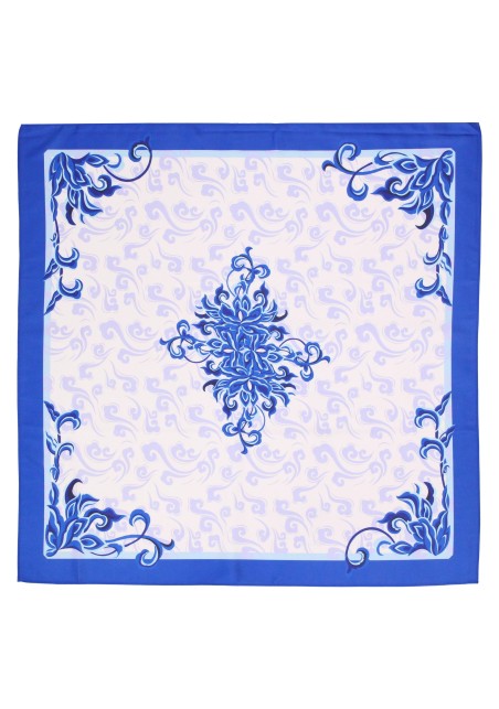 Paisley Art Scarf in Blue and White