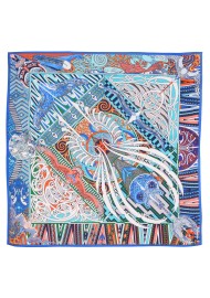 Colorful Tribal Print Scarf in Turquoise and Aqua Blue