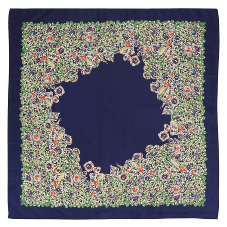 Fields of Flowers Print Scarf in Navy and Lilac