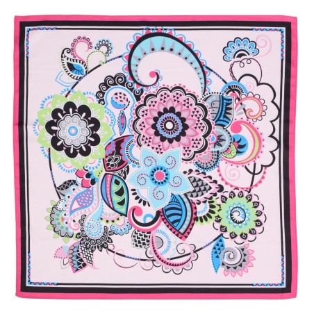 Pink, Aqua, and Lime Floral Scarf