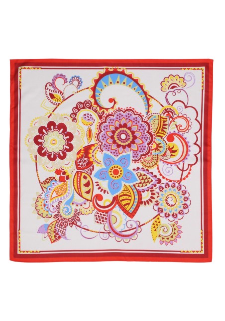 Red, Cream, and Yellow Floral Summer Scarf