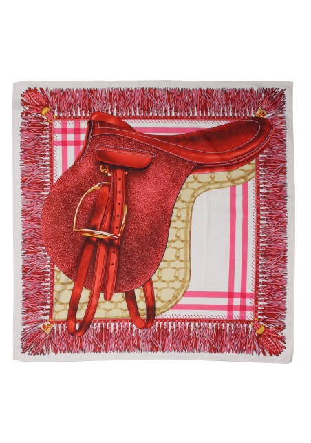 English Riding Saddle Scarf in Maroon and Cream
