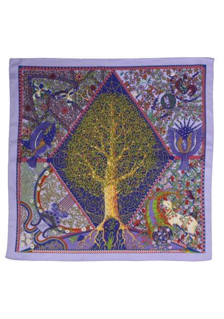 Violet Purple Scarf with Large Tree Print