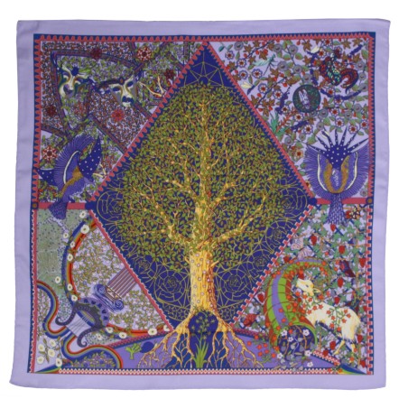 Violet Purple Scarf with Large Tree Print