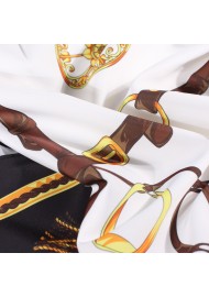 Designer Scarf with Bridle and Stirrup Print Close Up