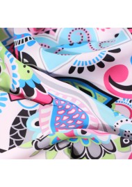 Pink, Aqua, and Lime Floral Scarf Close Up
