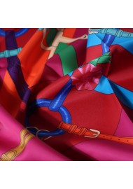 Geometric Paisley Scarf in Navy, Cherry Red, and Light Blue