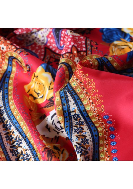 Bright Red Persian Paisley Scarf Close Up