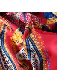 Bright Red Persian Paisley Scarf Close Up