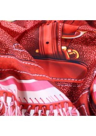 English Riding Saddle Scarf in Maroon and Cream Close Up
