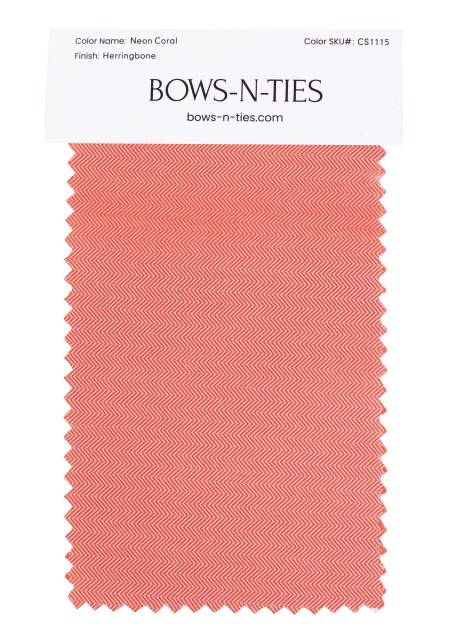 Herringbone Fabric Swatch - Neon Coral