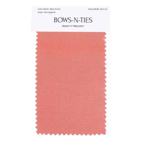 Herringbone Fabric Swatch - Neon Coral