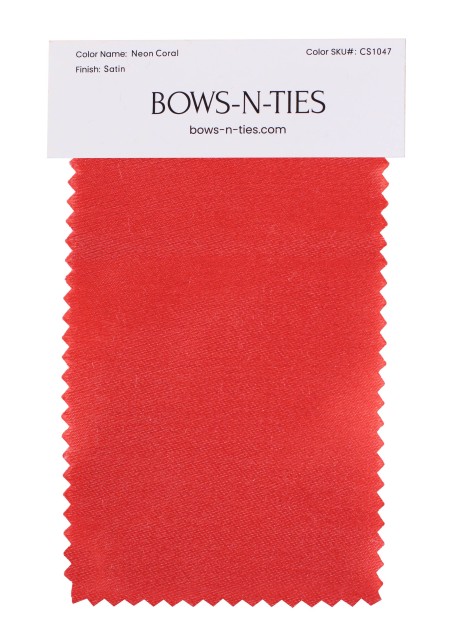 Satin Fabric Swatch - Neon Coral