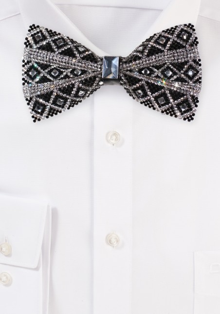 Rhinestone Bowtie in Black and Silver