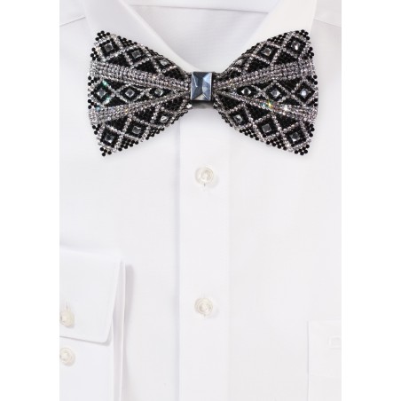 Rhinestone Bowtie in Black and Silver