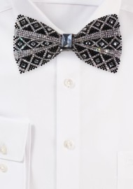 Rhinestone Bowtie in Black and Silver