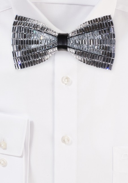 Silver Faux Baguette Diamond Bowtie