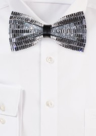 Silver Faux Baguette Diamond Bowtie