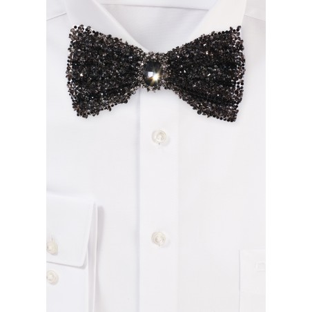 Charcoal Faux Diamond Bow Tie