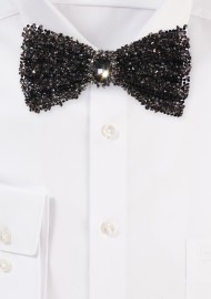 Charcoal Faux Diamond Bow Tie