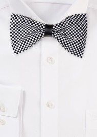 Checkered Vinyl Bow Tie in Black and White