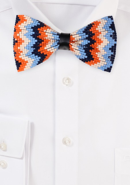 Vinyl Bow Tie in Artistic Chevron Pattern