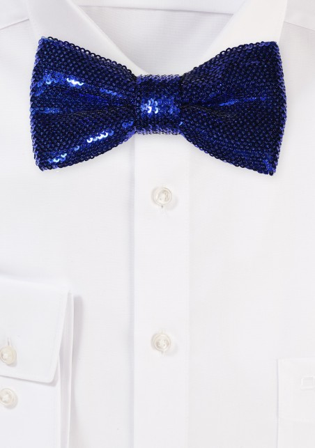 Bright Blue Sequin Bow Tie