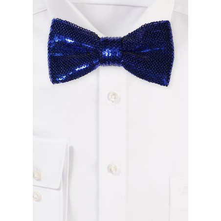 Bright Blue Sequin Bow Tie