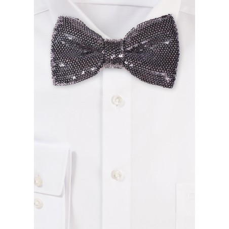 Smoke Gray Sequin Bow Tie