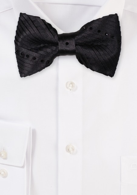 Black Velvet Bowtie with Cut Black Diamonds