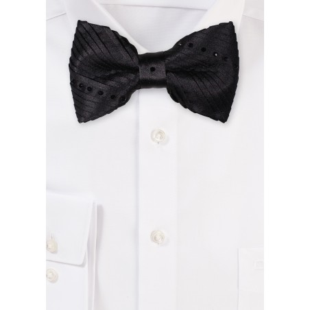 Black Velvet Bowtie with Cut Black Diamonds