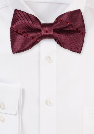 Crimson Red Velvet Bowtie with Cut Diamonds