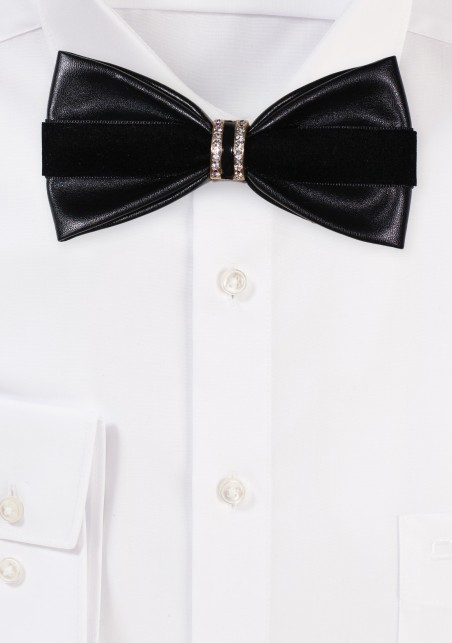 Black Velvet Bow tie with Fancy Jewelry Tie