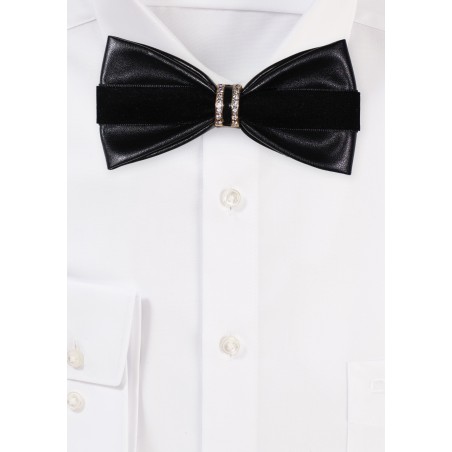 Black Velvet Bow tie with Fancy Jewelry Tie