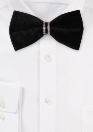 Luxe Black Bow Tie with Golden Diamond Band