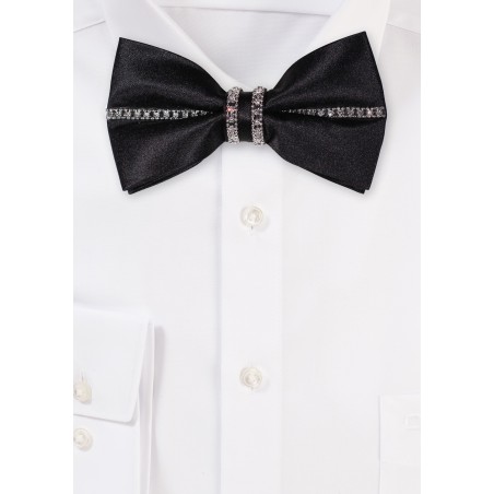 Black Butterfly Bow Tie with Diamonds