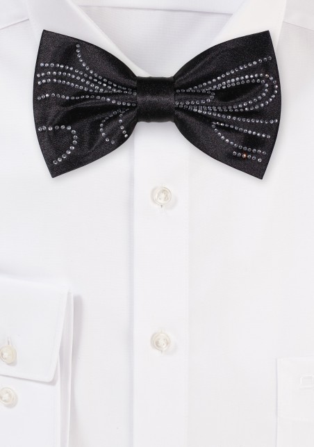 Formal Designer Bow Tie with Encrusted Diamond Design