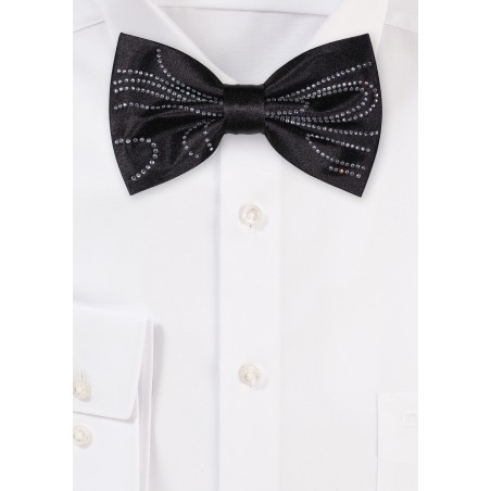 Formal Designer Bow Tie with Encrusted Diamond Design